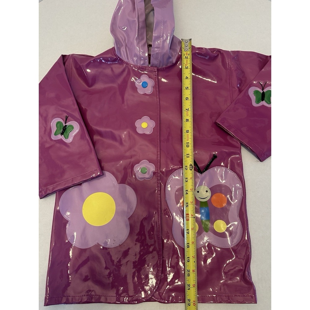 Kidorable Raincoat Butterfly Purple Girls Size 4/5 Hooded Snap Front Pocket